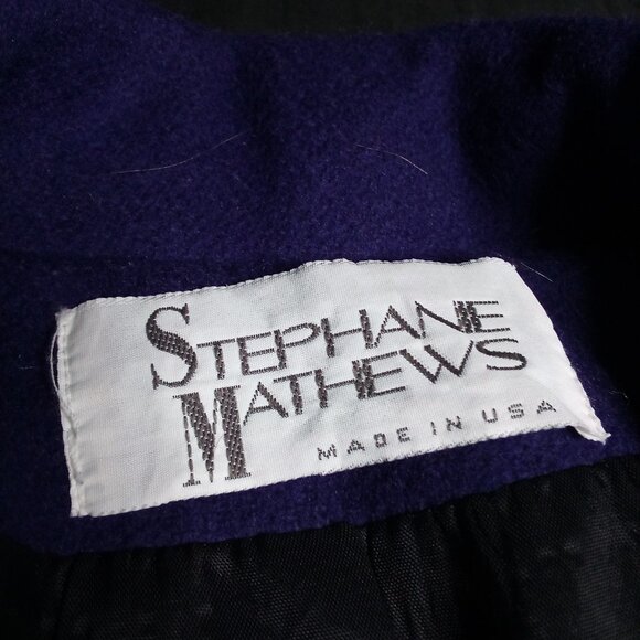Vintage Stephane Matthews Double Breast Wool Overcoat Purple - Picture 4 of 8